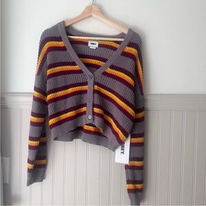 ⭐️ NEW OBEY Multicolor Striped Women's Eraser Cropped Cardigan size small